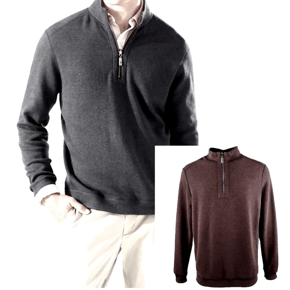 Tommy Bahama Flip Coast Reversible Quarter Zip Pullover Sweater Large